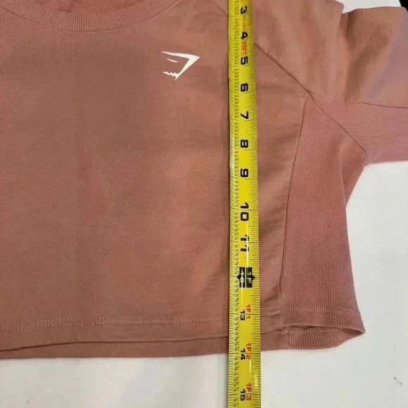 Gymshark Long Sleeve Crop Top Women Small Coral Salmon Pink Workout - Picture 4 of 10